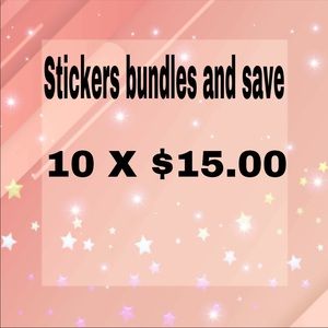 Bundle 10 mixed stickers for $15.00